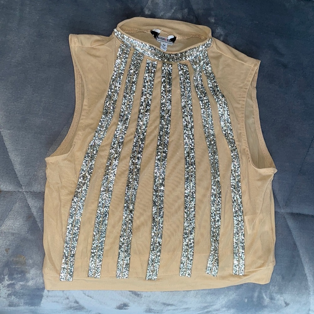 Rhinestone Fashion Nova Crop Top